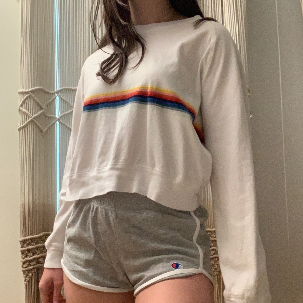 brandy melville cropped rainbow stripe sweater🌈